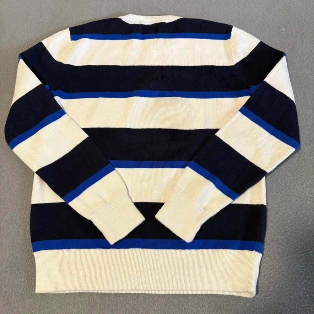 Polo Ralph Lauren Sweater Boys M (10-12) Blue White Striped Cotton Pony Logo